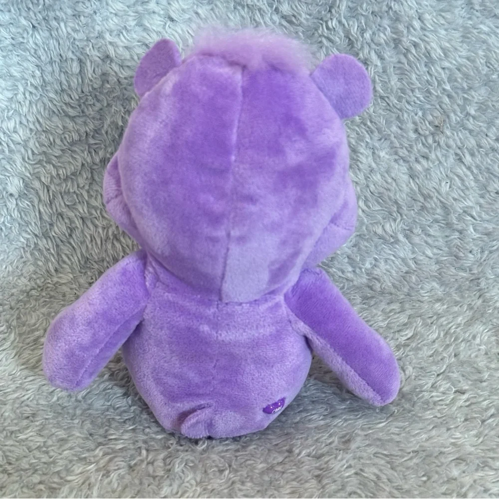 Care Bears Share Bear Plush 9” Purple Stuffed Animal Winking Toy Heart Lollipops